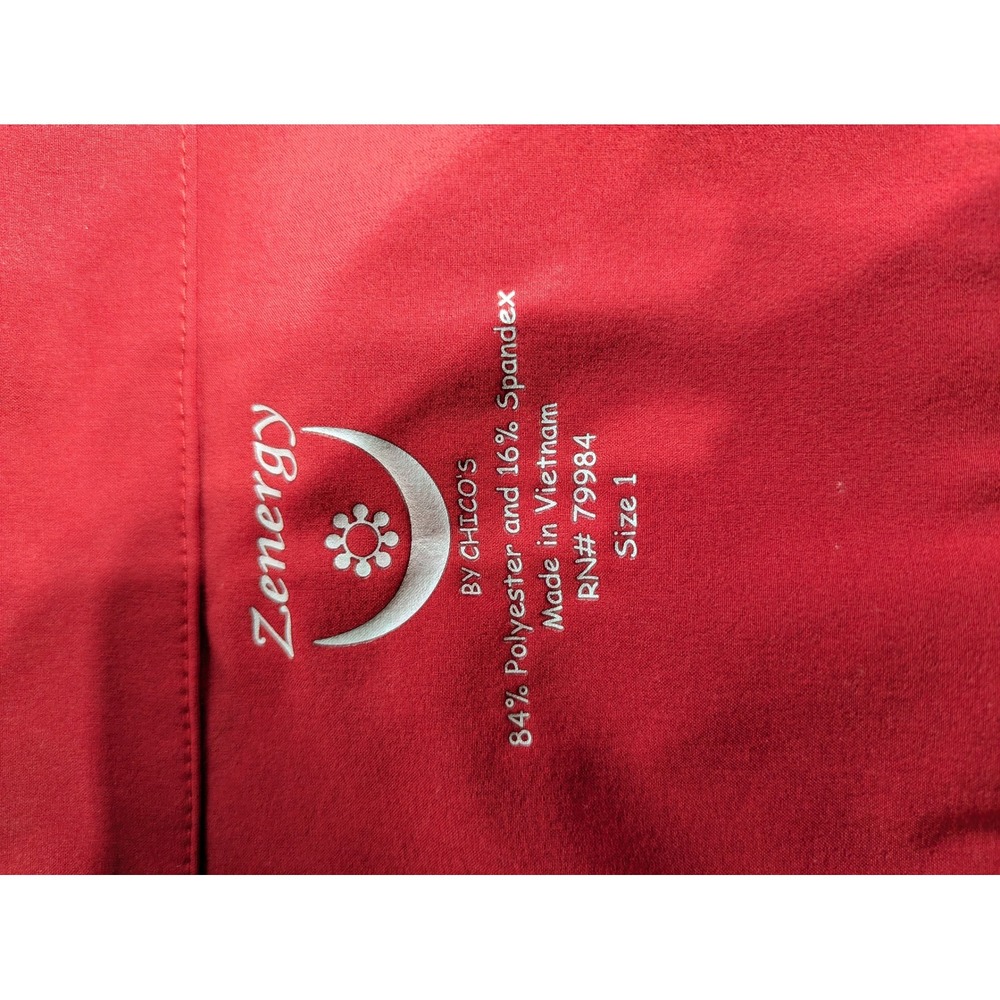 Zenergy Chicos Vest Women Medium 1 Red Full Zip Mock Neck Stretch Activewear - Picture 2 of 11